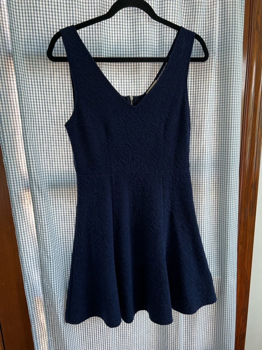 Pins & Needles Navy Textured V-Neck Mini Dress